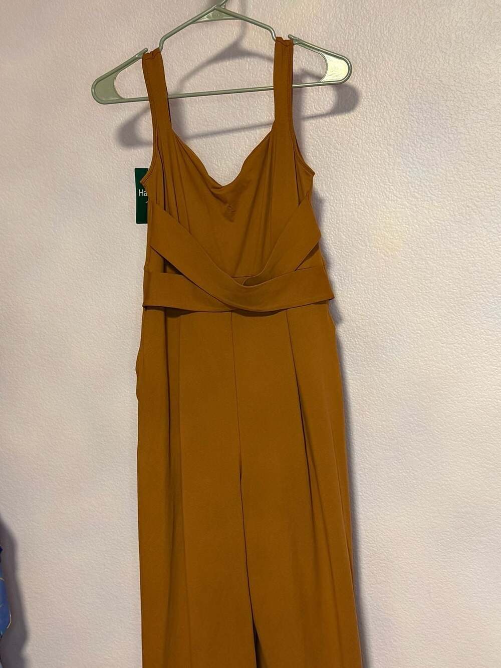Halara Jumpsuit Size M Butterscotch Wrap Belted Sleeveless Trousers